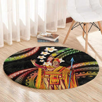 Hawaii King Kamehameha Round Carpet Fantastic Plumeria Reggae