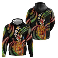 Hawaii King Kamehameha Zip Hoodie Fantastic Plumeria Reggae