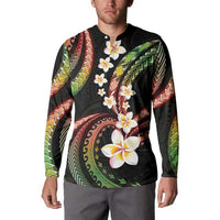 Hawaii Plumeria Reggae Button Sweatshirt Polynesian Pattern