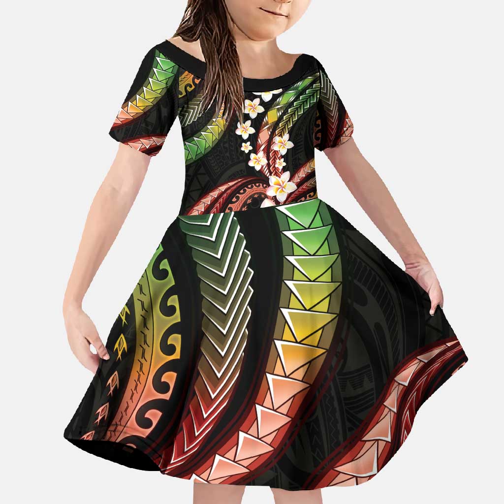 Hawaii Plumeria Reggae Family Matching Mermaid Dress and Hawaiian Shirt Polynesian Pattern