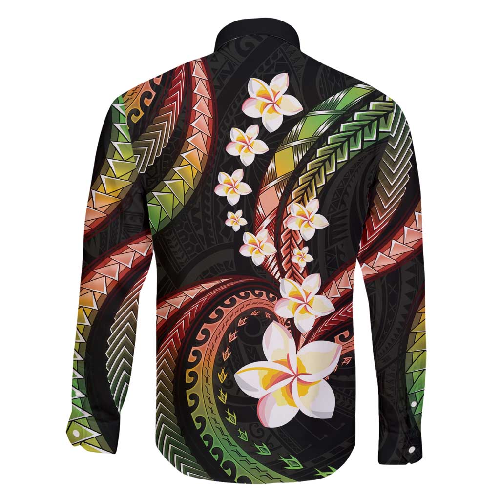 Hawaii Plumeria Reggae Family Matching Off Shoulder Maxi Dress and Hawaiian Shirt Polynesian Pattern