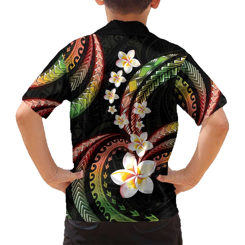 Hawaii Plumeria Reggae Family Matching Off Shoulder Short Dress and Hawaiian Shirt Polynesian Pattern