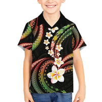 Hawaii Plumeria Reggae Family Matching Off Shoulder Short Dress and Hawaiian Shirt Polynesian Pattern