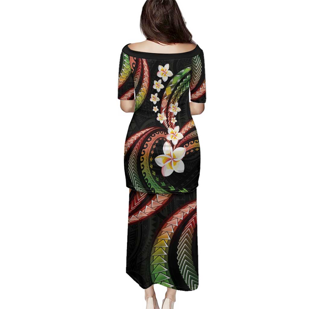 Hawaii Plumeria Reggae Family Matching Puletasi and Hawaiian Shirt Polynesian Pattern