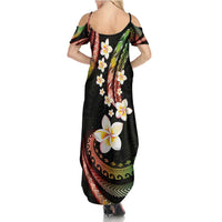 Hawaii Plumeria Reggae Family Matching Summer Maxi Dress and Hawaiian Shirt Polynesian Pattern