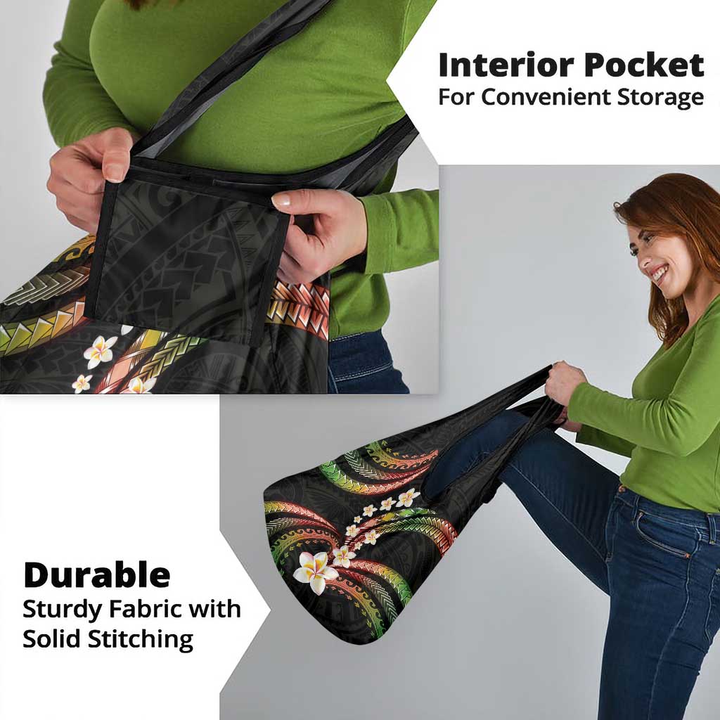 Hawaii Plumeria Reggae Grocery Bag Polynesian Pattern