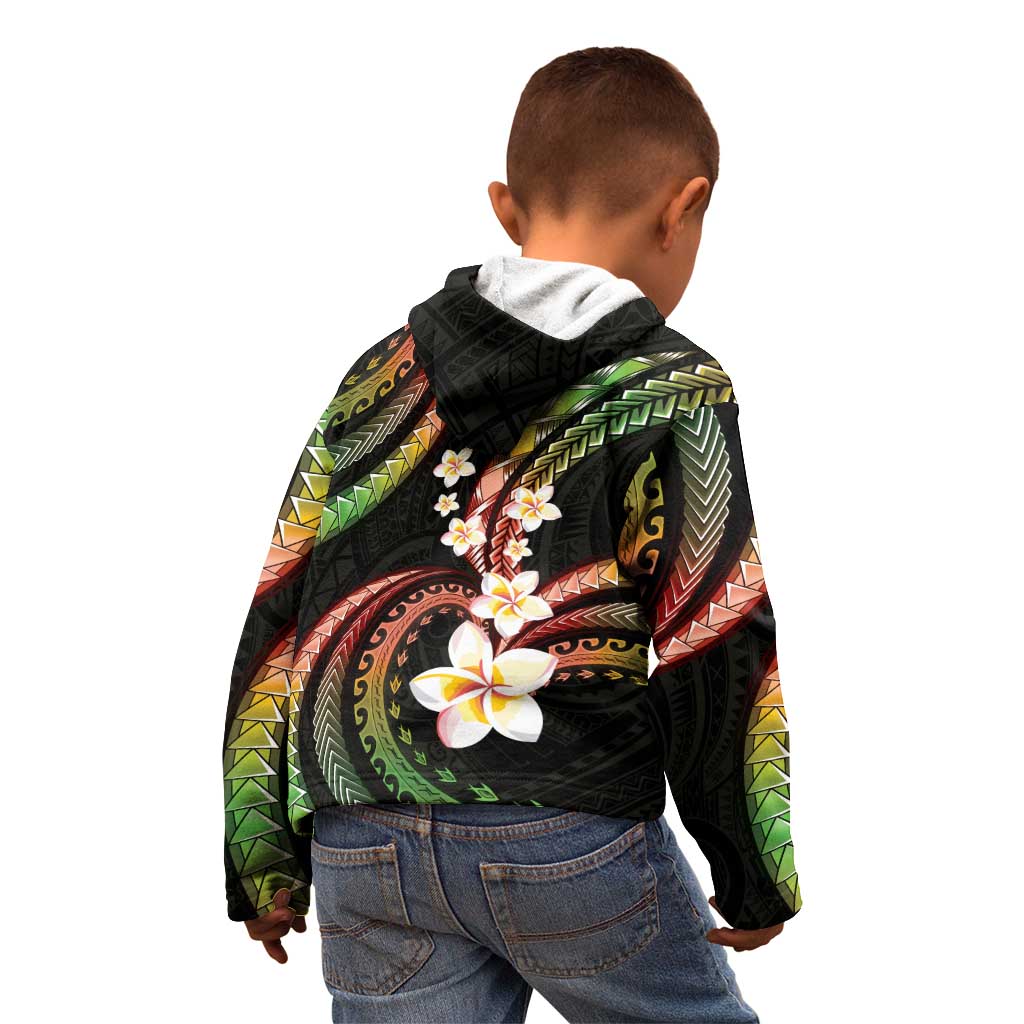 Hawaii Plumeria Reggae Kid Hoodie Polynesian Pattern