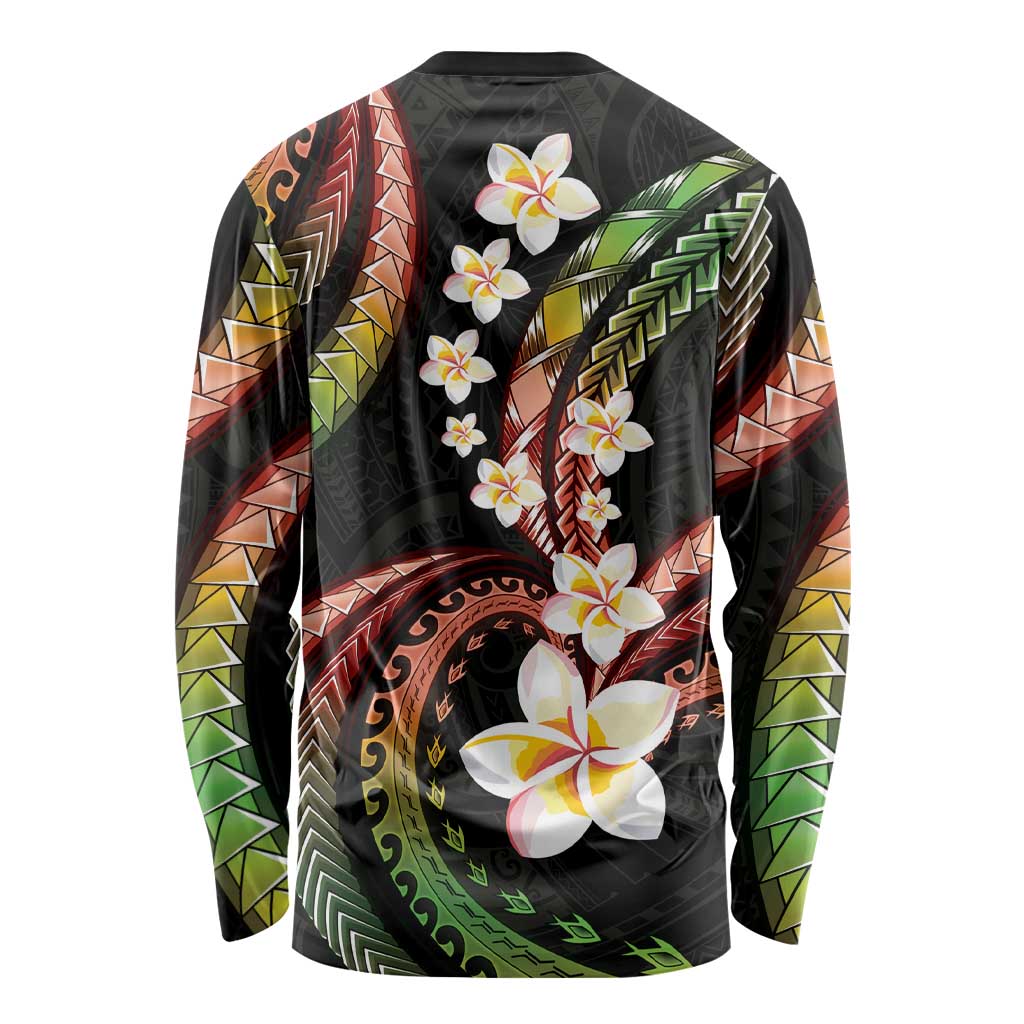 Hawaii Plumeria Reggae Long Sleeve Shirt Polynesian Pattern