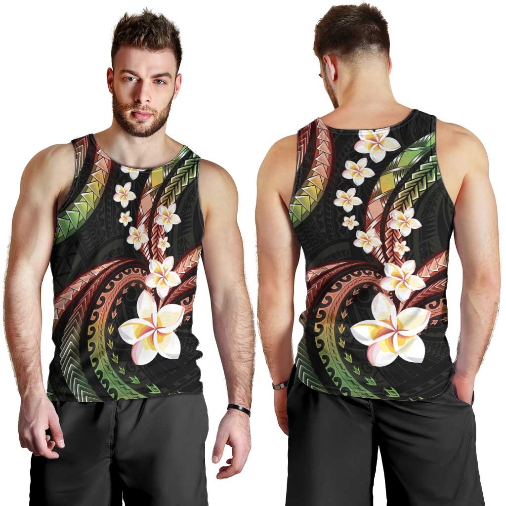 Hawaii Plumeria Reggae Men Tank Top Polynesian Pattern