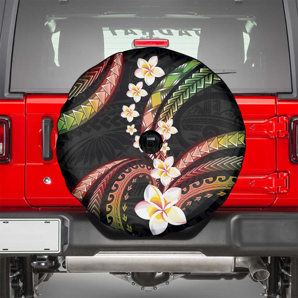 Hawaii Plumeria Reggae Spare Tire Cover Polynesian Pattern