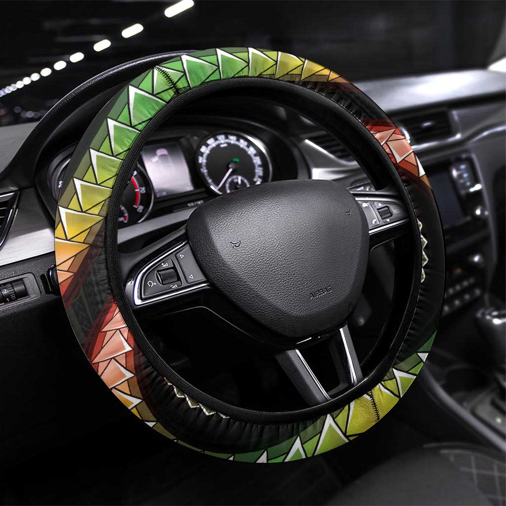 Hawaii Plumeria Reggae Steering Wheel Cover Polynesian Pattern