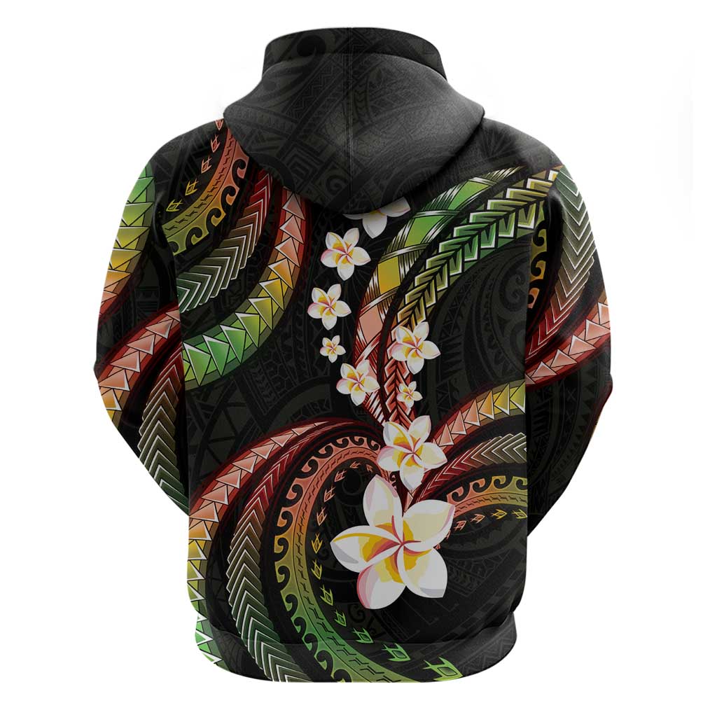Hawaii Plumeria Reggae Zip Hoodie Polynesian Pattern