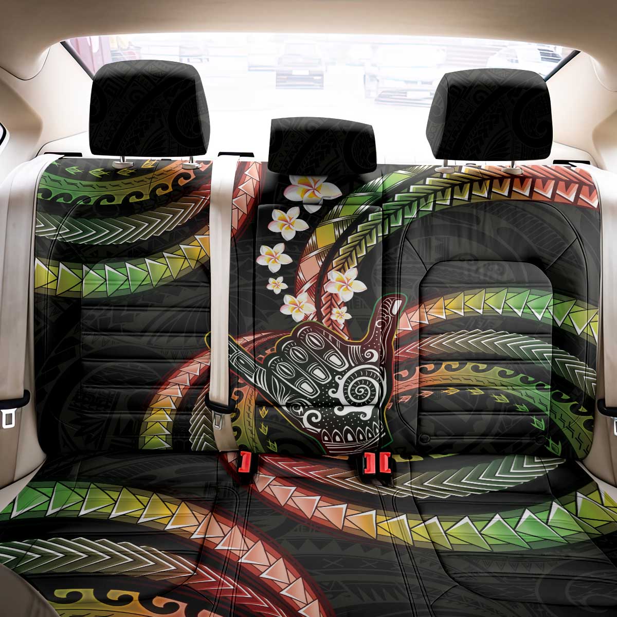 Hawaii Shaka Sign Back Car Seat Cover Fantastic Frangipani Reggae