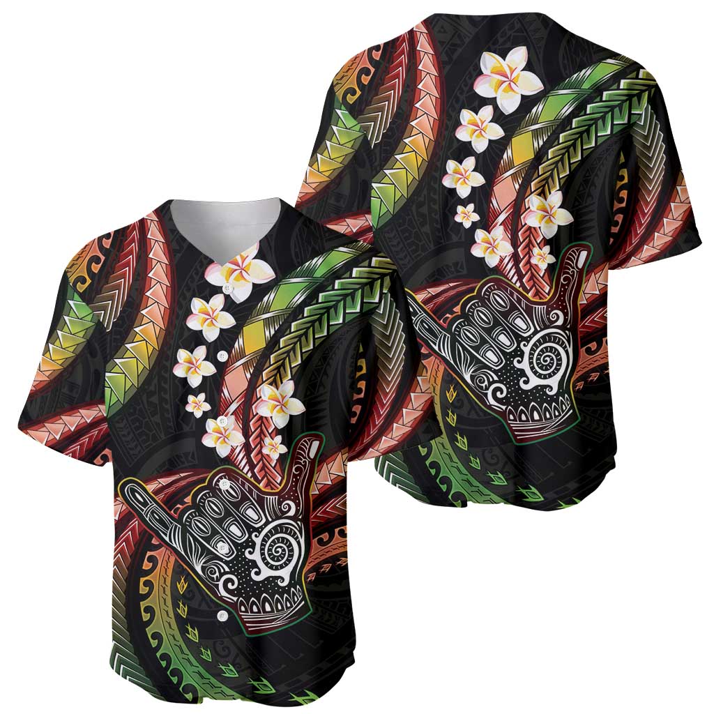 Hawaii Shaka Sign Baseball Jersey Fantastic Frangipani Reggae