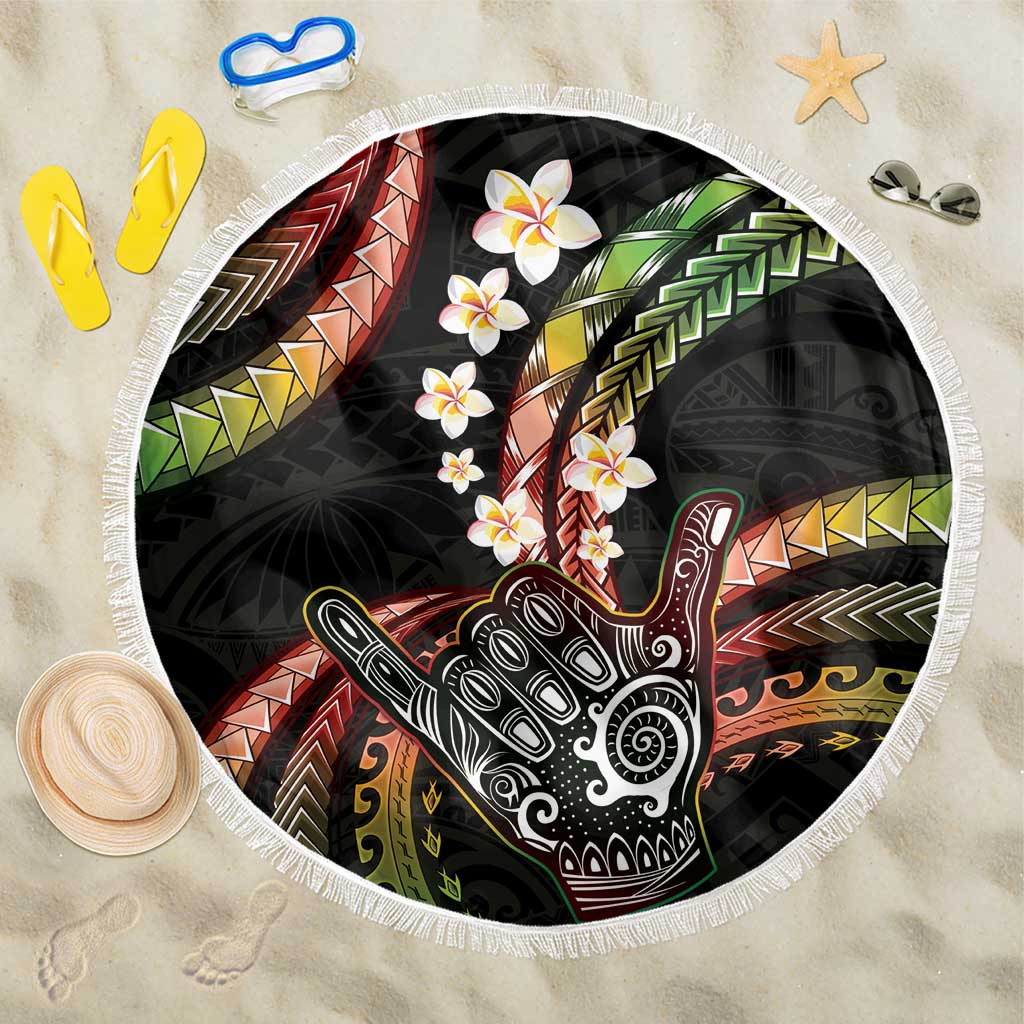 Hawaii Shaka Sign Beach Blanket Fantastic Frangipani Reggae