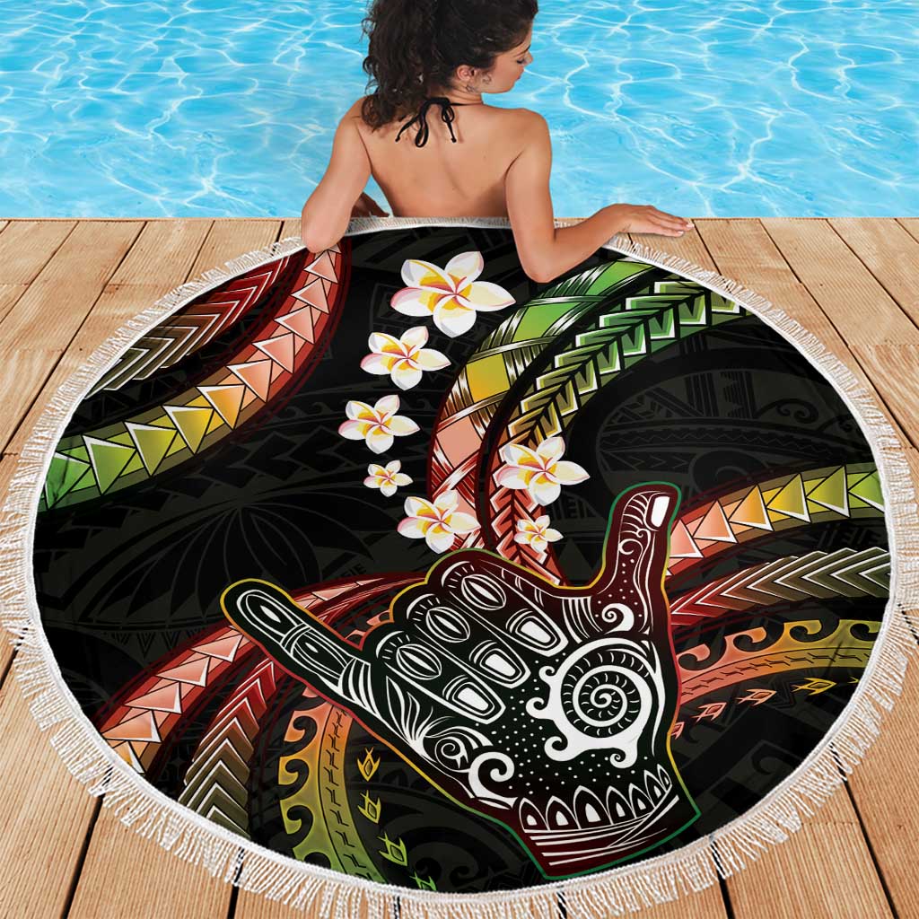 Hawaii Shaka Sign Beach Blanket Fantastic Frangipani Reggae