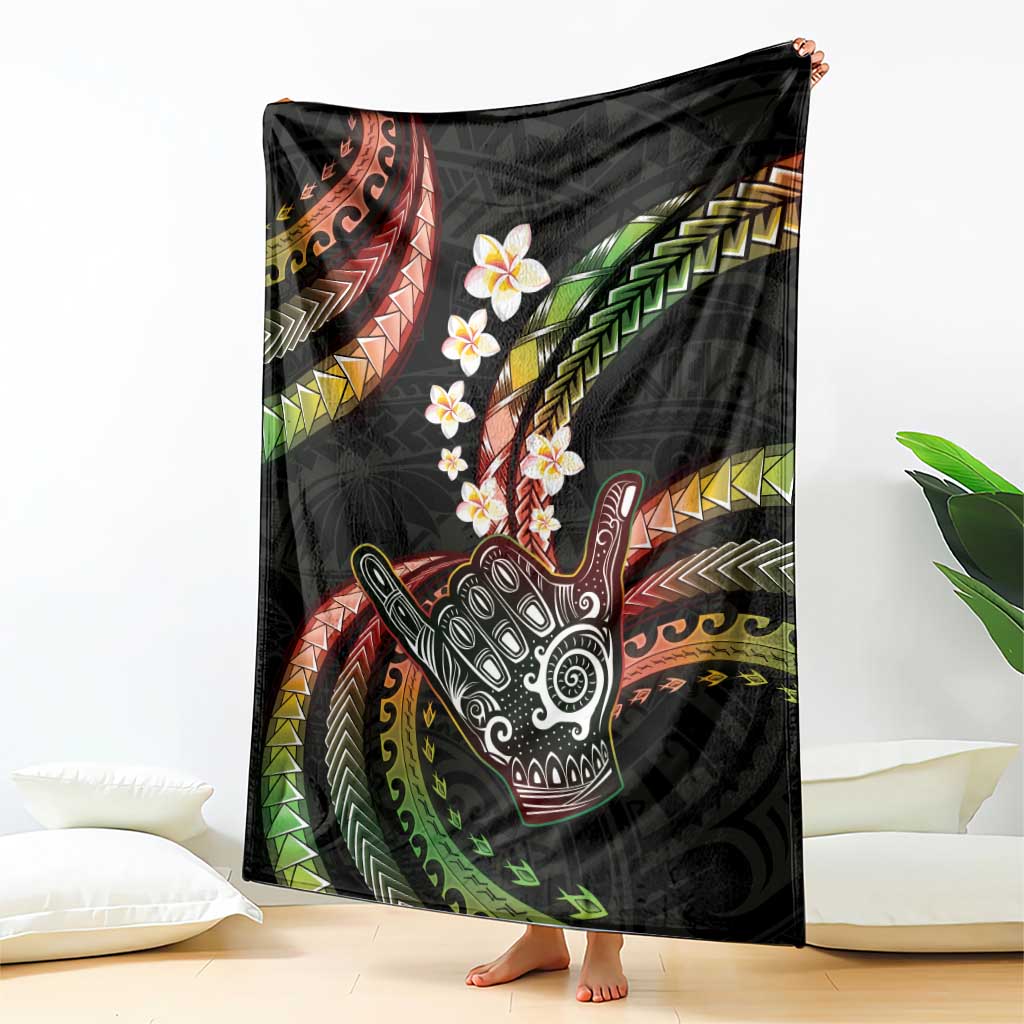 Hawaii Shaka Sign Blanket Fantastic Frangipani Reggae