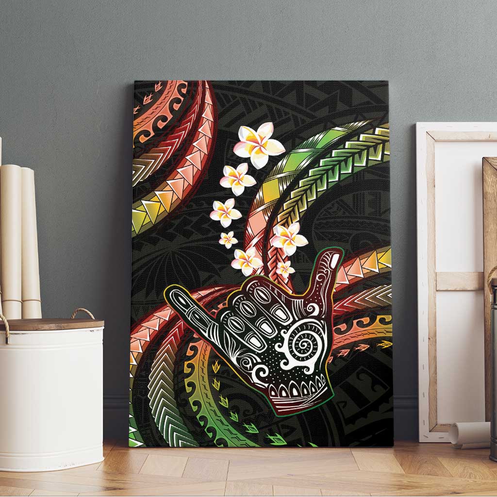 Hawaii Shaka Sign Canvas Wall Art Fantastic Frangipani Reggae