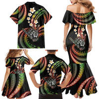 Hawaii Shaka Sign Family Matching Mermaid Dress and Hawaiian Shirt Fantastic Frangipani Reggae
