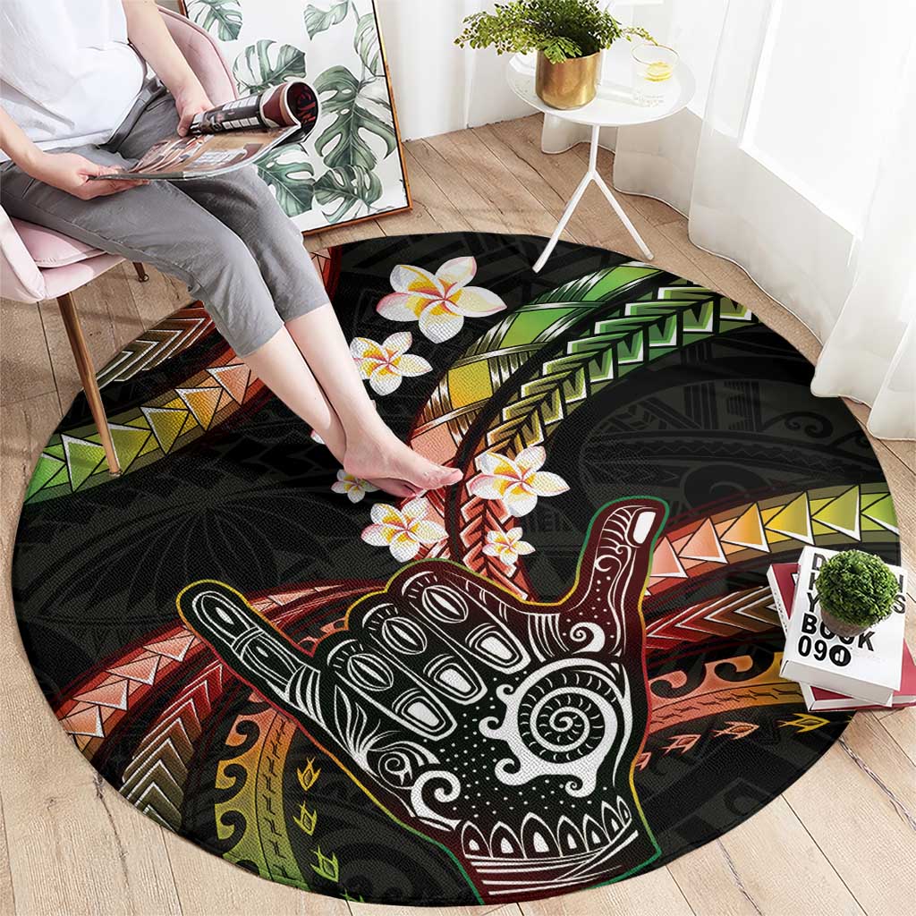 Hawaii Shaka Sign Round Carpet Fantastic Frangipani Reggae