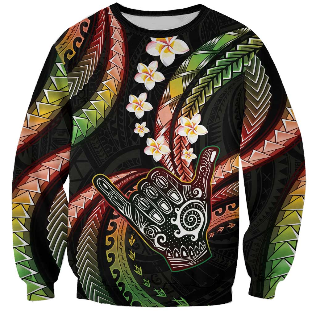 Hawaii Shaka Sign Sweatshirt Fantastic Frangipani Reggae
