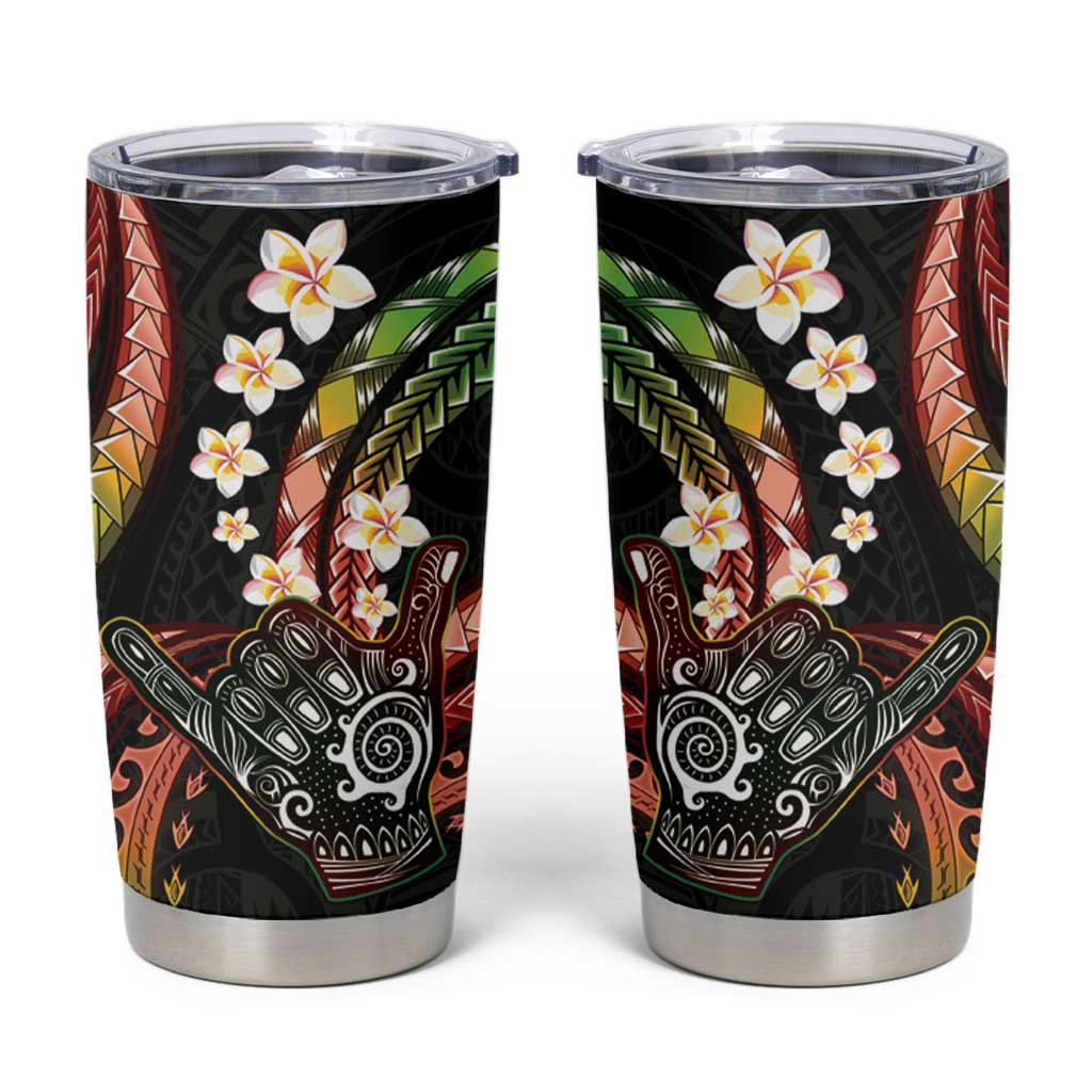 Hawaii Shaka Sign Tumbler Cup Fantastic Frangipani Reggae