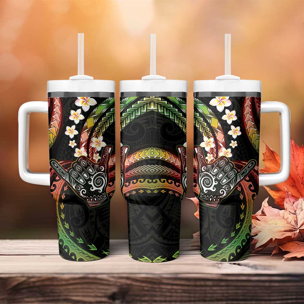 Hawaii Shaka Sign Tumbler With Handle Fantastic Frangipani Reggae
