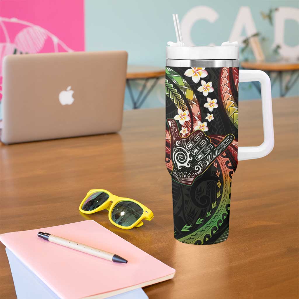 Hawaii Shaka Sign Tumbler With Handle Fantastic Frangipani Reggae