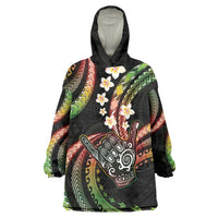 Hawaii Shaka Sign Wearable Blanket Hoodie Fantastic Frangipani Reggae