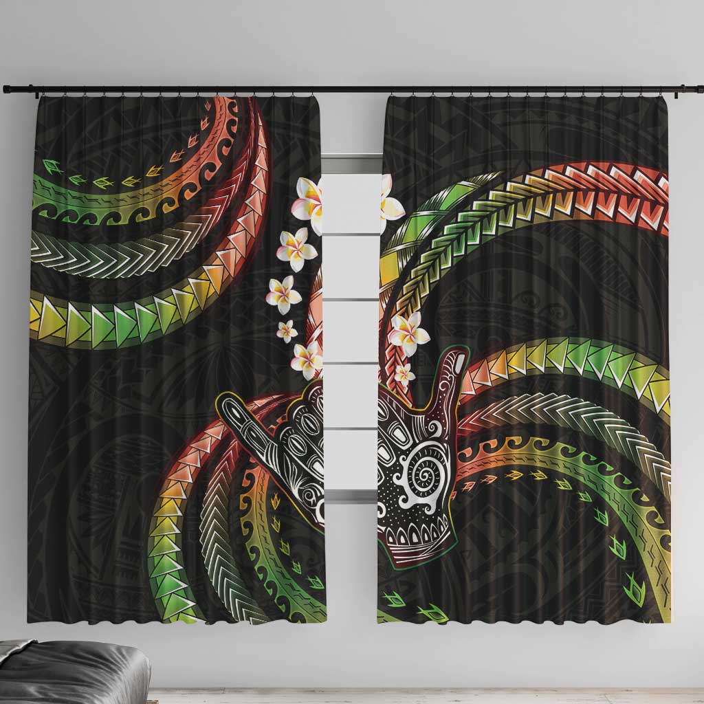 Hawaii Shaka Sign Window Curtain Fantastic Frangipani Reggae