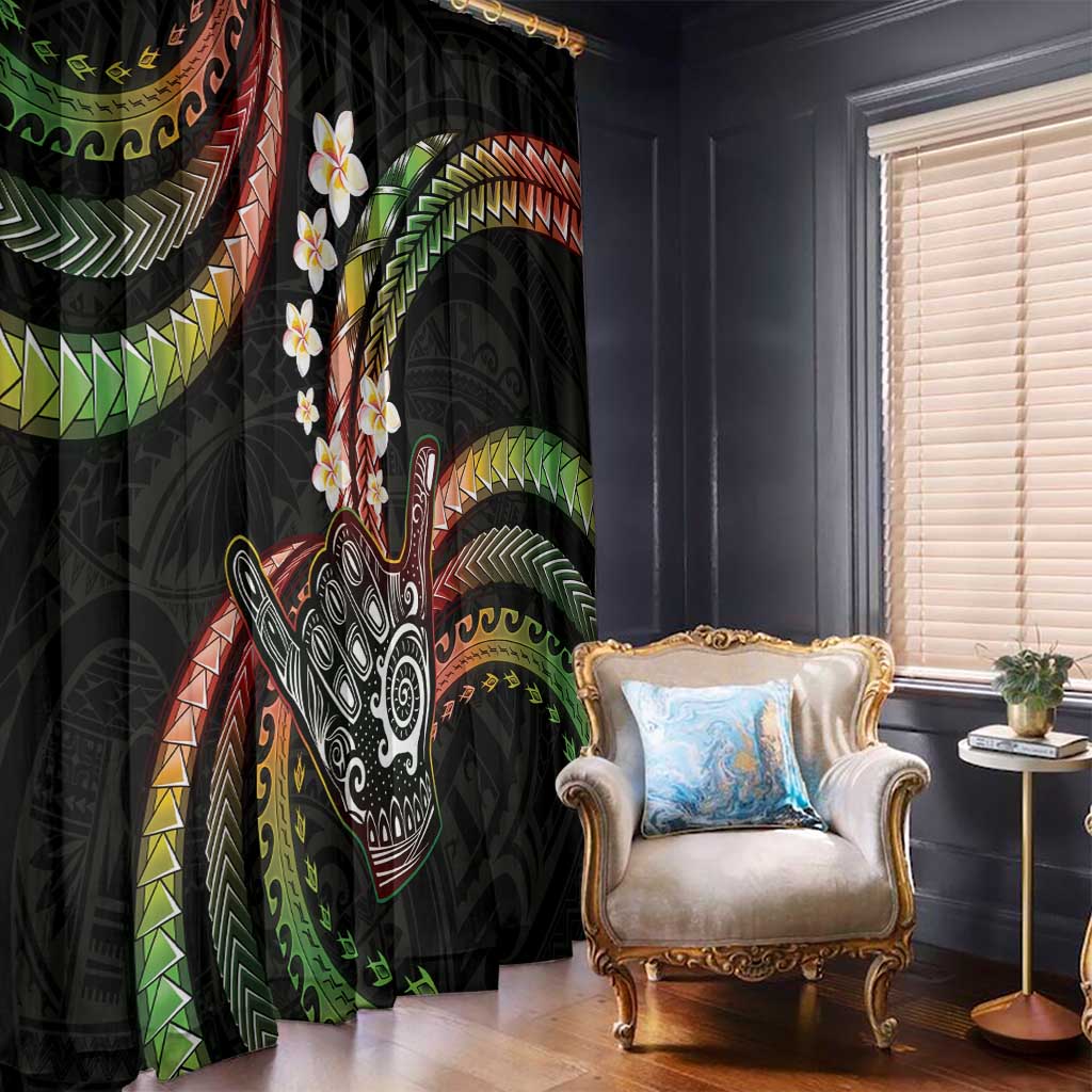 Hawaii Shaka Sign Window Curtain Fantastic Frangipani Reggae