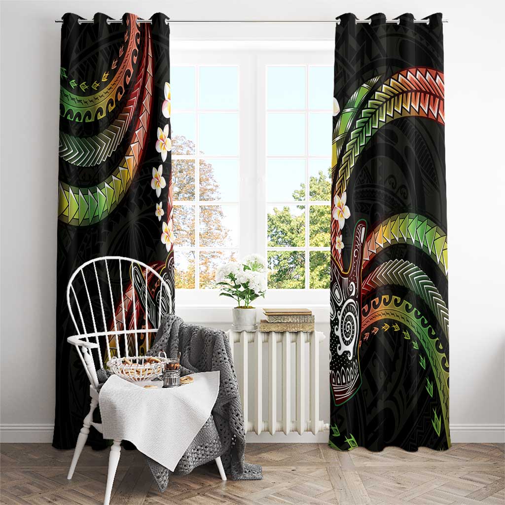 Hawaii Shaka Sign Window Curtain Fantastic Frangipani Reggae