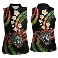 Hawaii Shaka Sign Women Sleeveless Polo Shirt Fantastic Frangipani Reggae