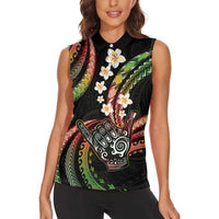 Hawaii Shaka Sign Women Sleeveless Polo Shirt Fantastic Frangipani Reggae