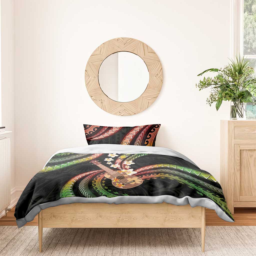 Hawaiian Ukulele Bedding Set Jawaiian Fantastic Plumeria