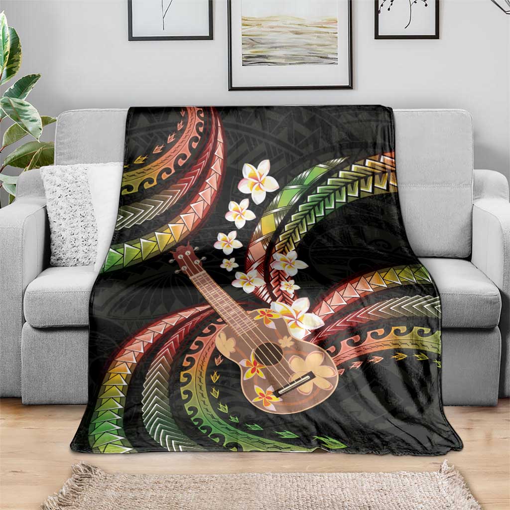 Hawaiian Ukulele Blanket Jawaiian Fantastic Plumeria