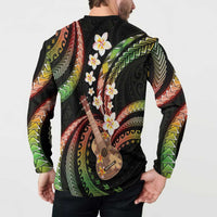 Hawaiian Ukulele Button Sweatshirt Jawaiian Fantastic Plumeria