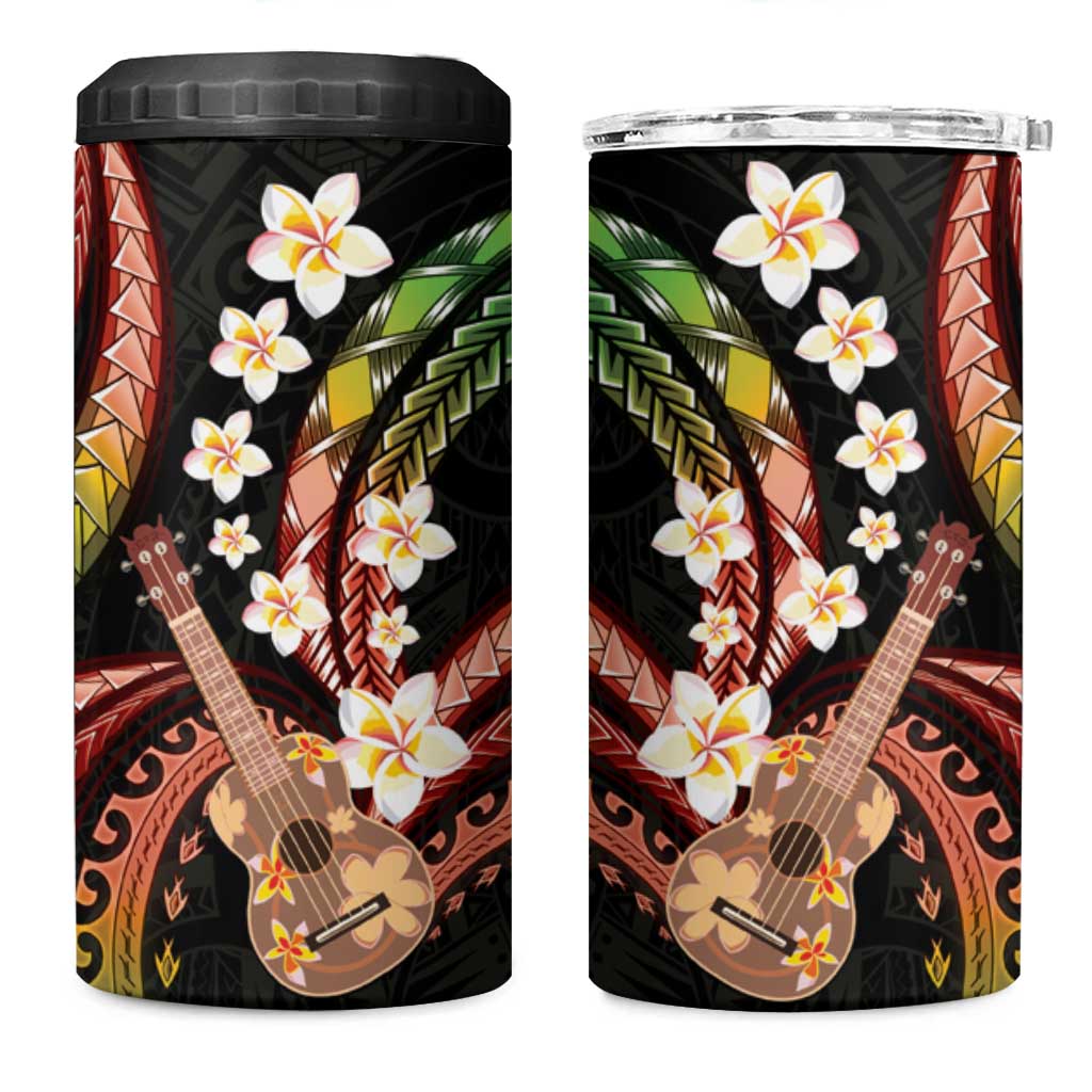 Hawaiian Ukulele 4 in 1 Can Cooler Tumbler Jawaiian Fantastic Plumeria