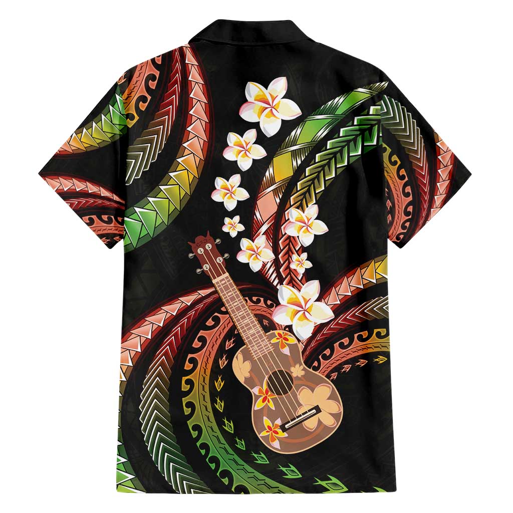 Hawaiian Ukulele Family Matching Short Sleeve Bodycon Dress and Hawaiian Shirt Jawaiian Fantastic Plumeria