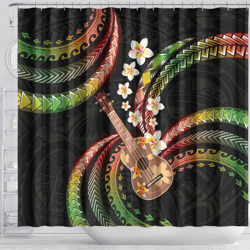 Hawaiian Ukulele Shower Curtain Jawaiian Fantastic Plumeria