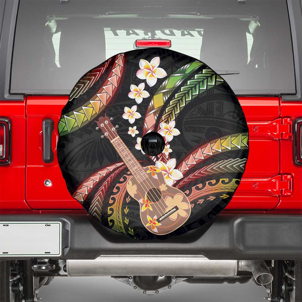 Hawaiian Ukulele Spare Tire Cover Jawaiian Fantastic Plumeria