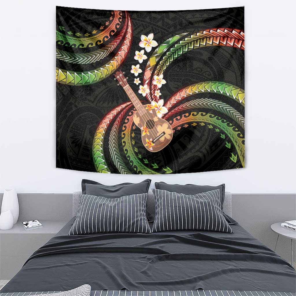 Hawaiian Ukulele Tapestry Jawaiian Fantastic Plumeria