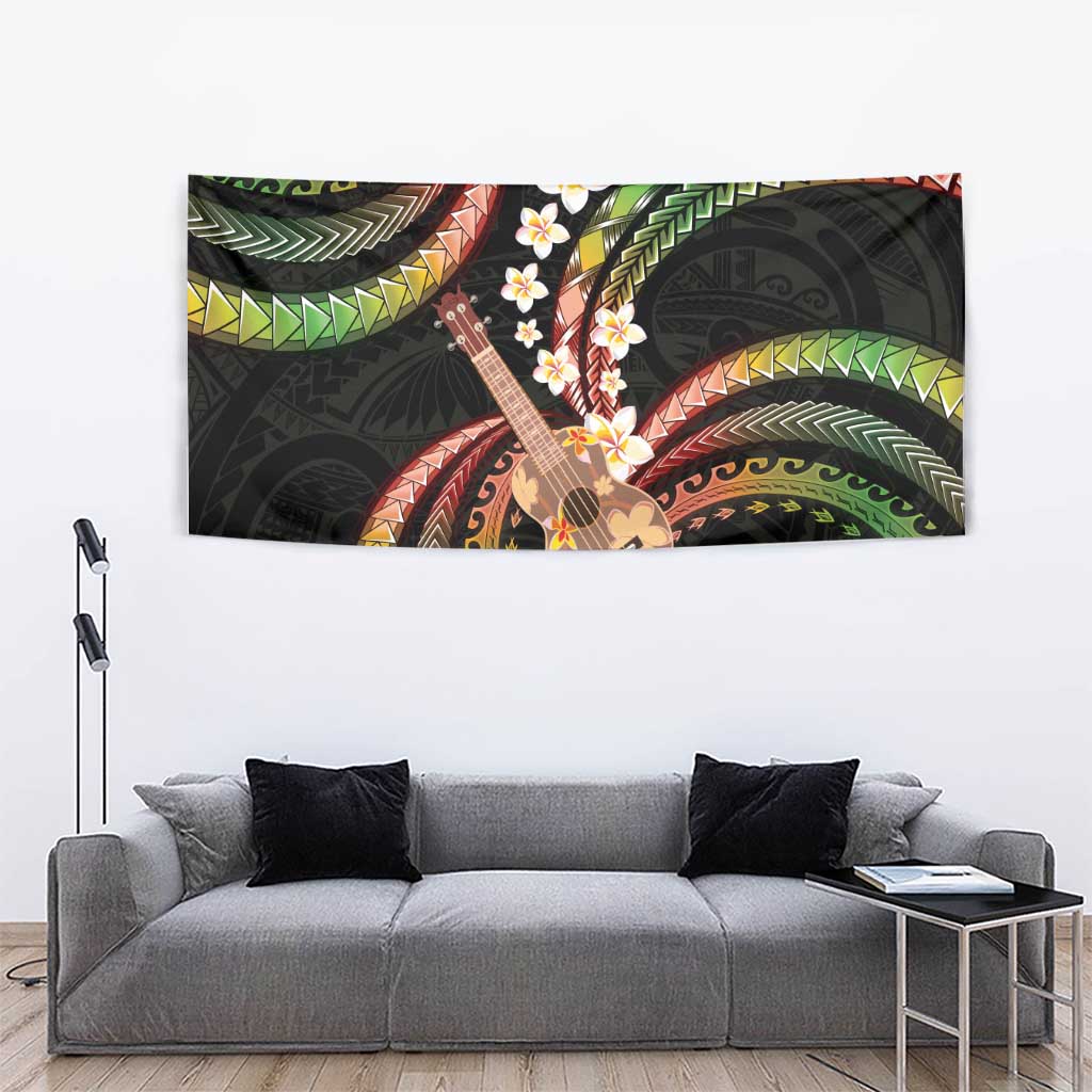 Hawaiian Ukulele Tapestry Jawaiian Fantastic Plumeria