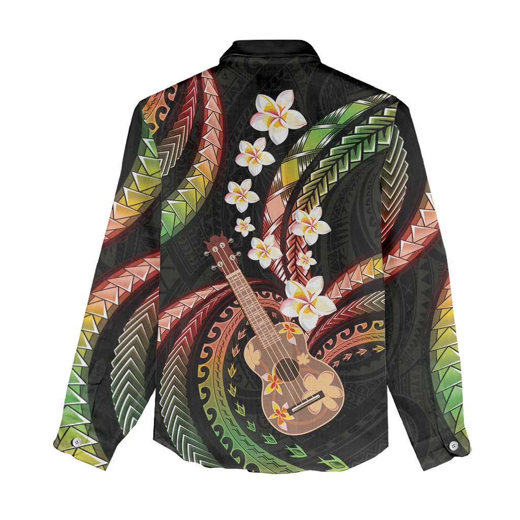Hawaiian Ukulele Women Casual Shirt Jawaiian Fantastic Plumeria