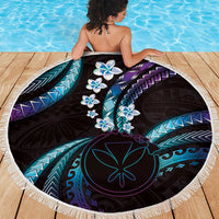 Hawaii Map Kanaka Maoli Beach Blanket Fantastic Frangipani Amethyst Gradient