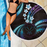 Hawaii Map Kanaka Maoli Beach Blanket Fantastic Frangipani Amethyst Gradient