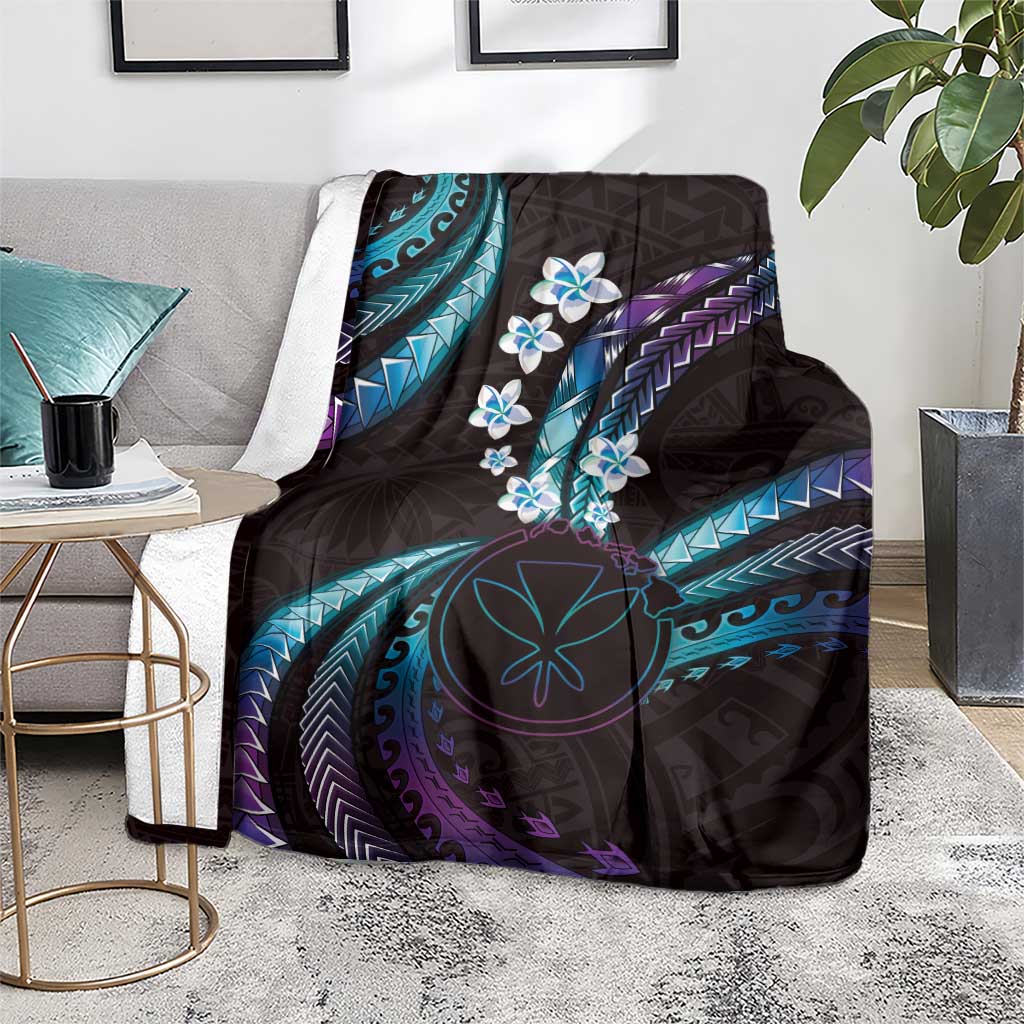Hawaii Map Kanaka Maoli Blanket Fantastic Frangipani Amethyst Gradient