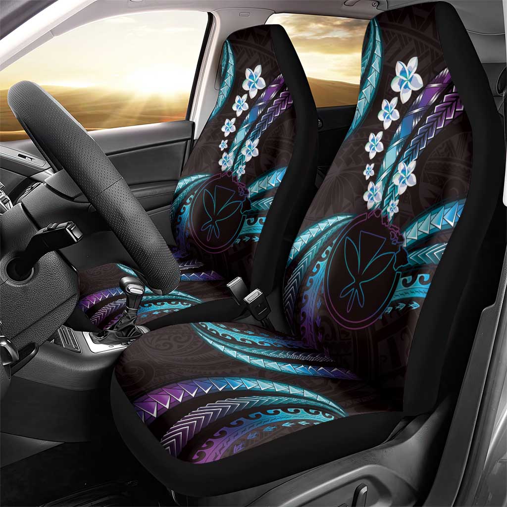 Hawaii Map Kanaka Maoli Car Seat Cover Fantastic Frangipani Amethyst Gradient