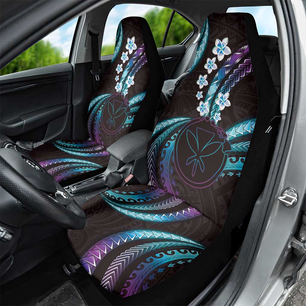 Hawaii Map Kanaka Maoli Car Seat Cover Fantastic Frangipani Amethyst Gradient