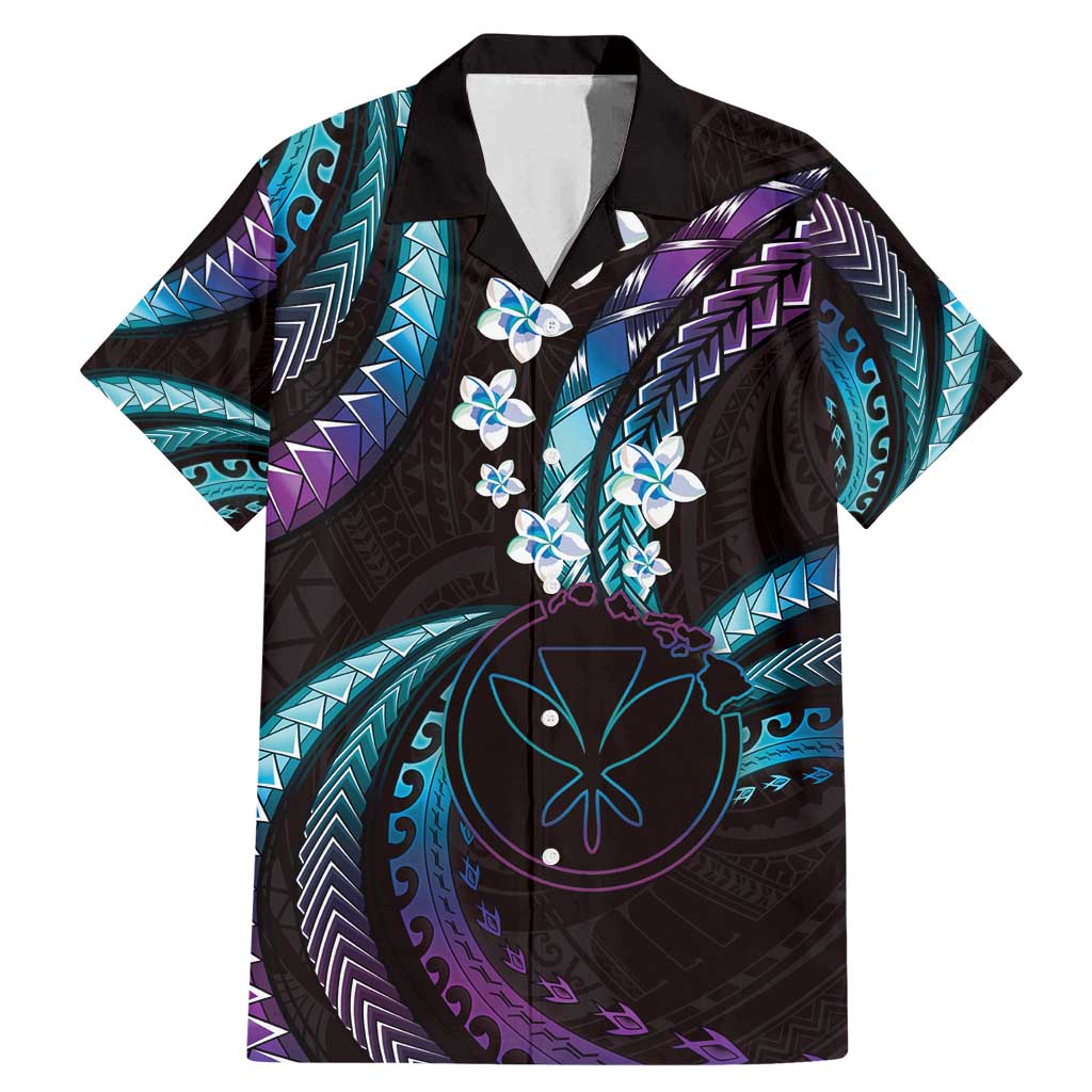 Hawaii Map Kanaka Maoli Family Matching Mermaid Dress and Hawaiian Shirt Fantastic Frangipani Amethyst Gradient